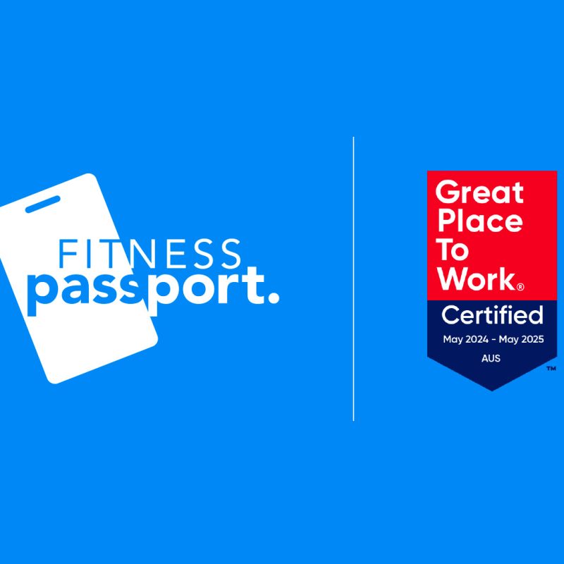 Fitness Passport Logo and Great Place To Work Badge
